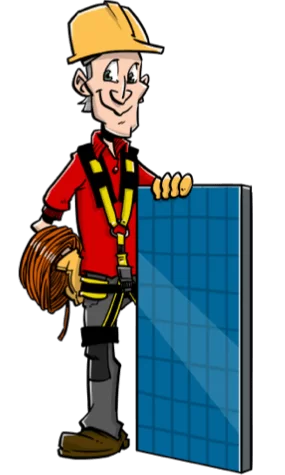 Zonnepaneleninstallateur met zonnepaneel in de hand en werk kleding aan