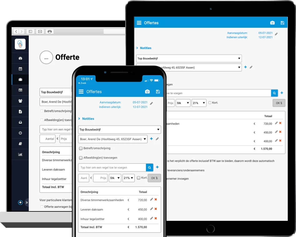 Interface van offerte op mobiel, tablet en pc