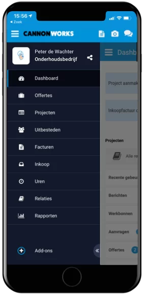Dashboard op mobiel zonnenpaneleninstallateur
