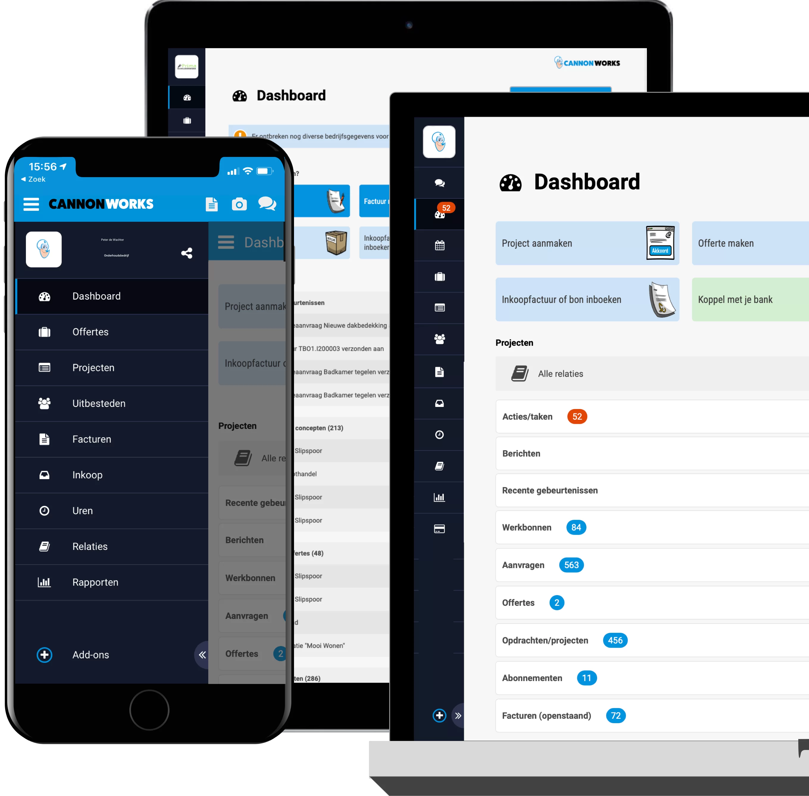 Interface projecten mobiel en tablet service monteur